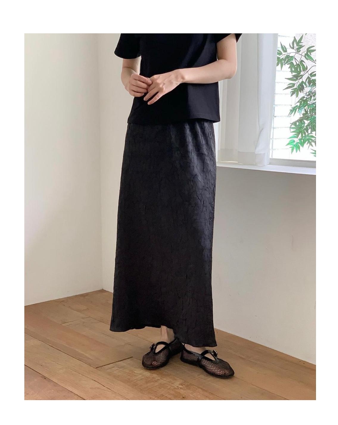 비엔느 Object 오브젝트 링클 밴딩 롱 스커트 (2c)