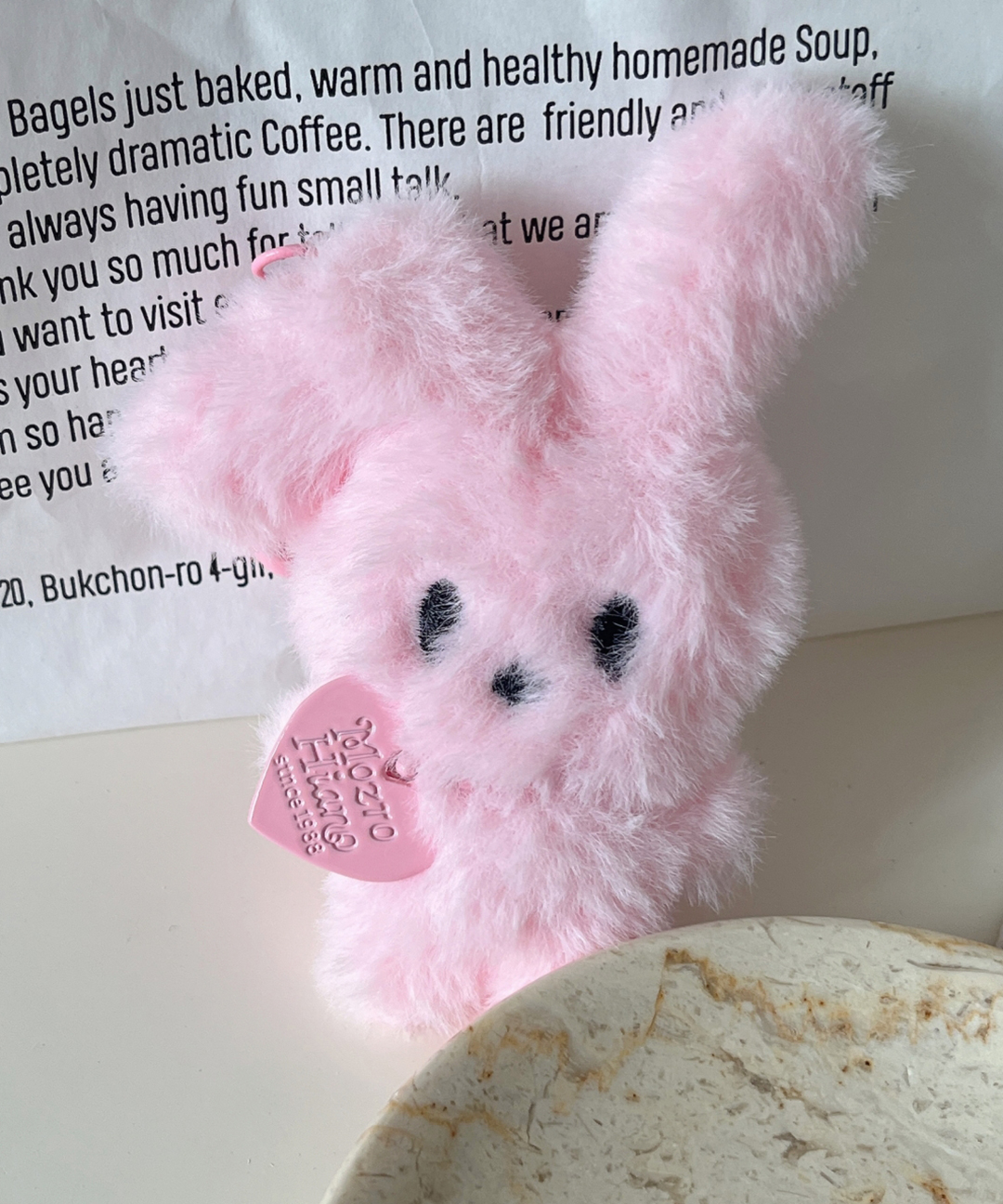 아네프 하트 목걸이 핑크 토끼 인형 키링