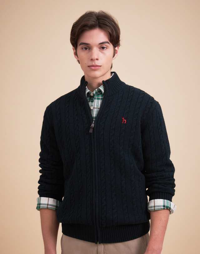 [헬로시모네] 리슨 가디건 그린 케이블 니트 AW25-LISCG main image 0