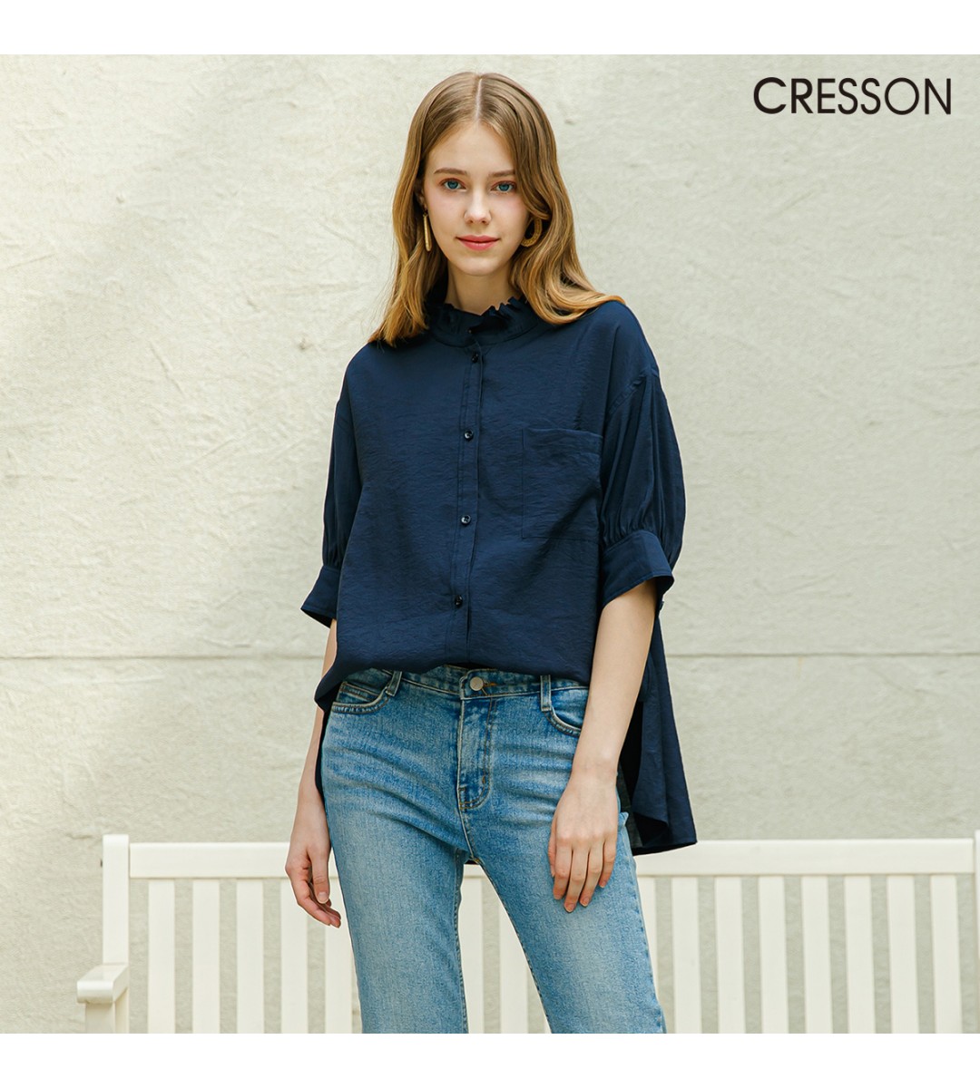 [헬로시모네] Carlie 블라우스 폼포네트 블루 SS26-CARBLPOMPBL main image 1