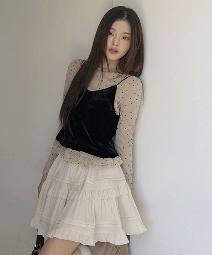 신상인기도트티&벨벳 뷔스티에Set따로 코디가능한 셋업/땡땡이 포인트