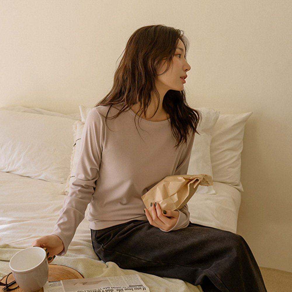 쫀쫀기모 라운드넥 겨울티셔츠