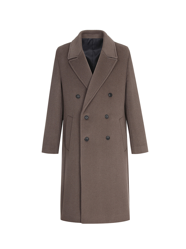 브라운 울혼방 더블 체스터 코트-MOC21414