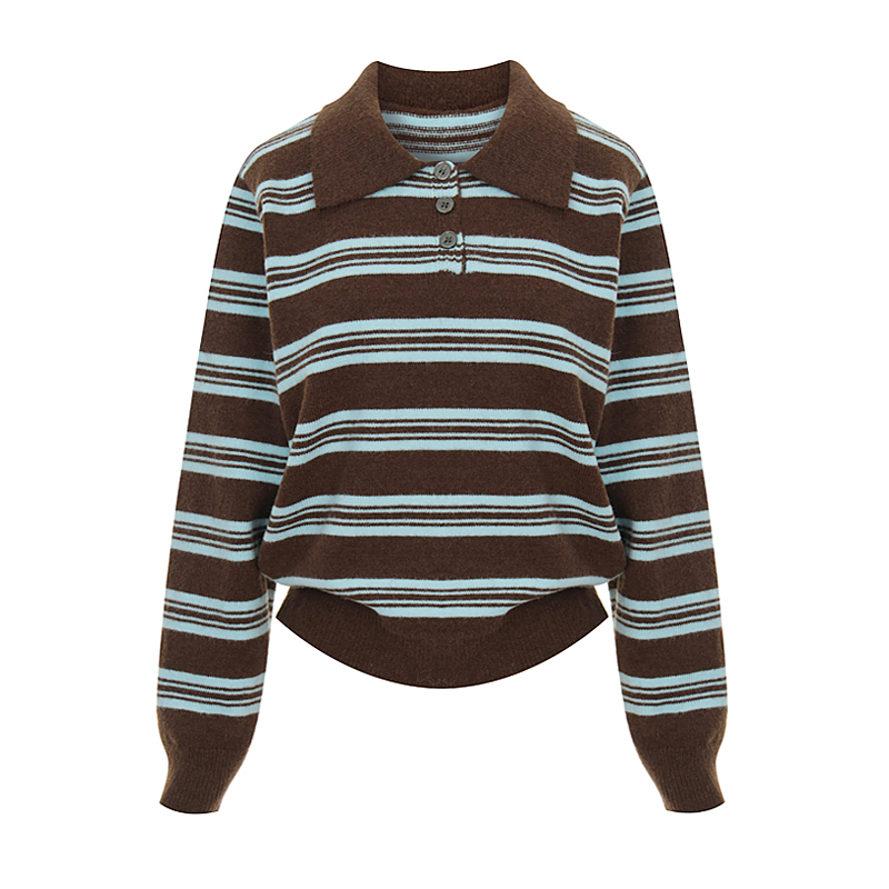 [신규컬러추가🔥]2종 택1 컬러 배색 버튼 카라니트_P5DKN000C