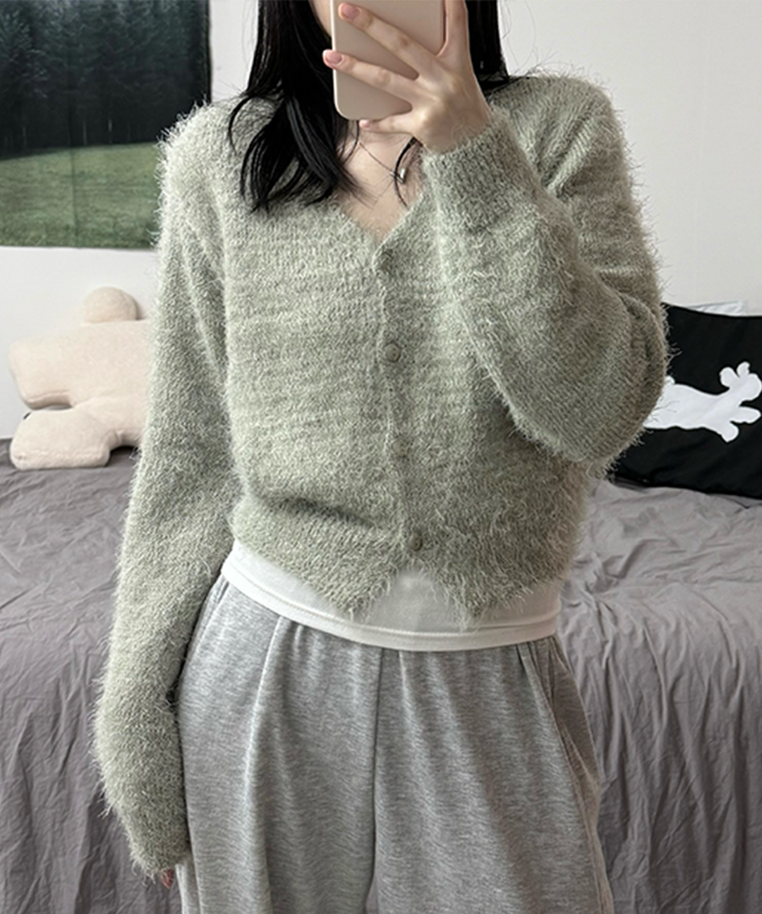 새벽 Angora Knitwear V-neck Cd 앙고라 니트 브이넥 가디건