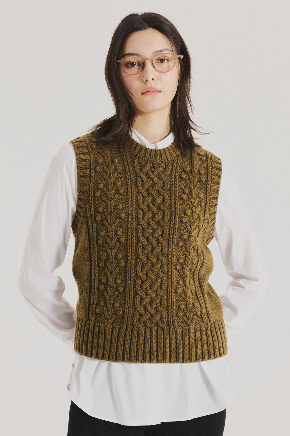 MUSINSA公式 | SNUGU ヘリテージバブルケーブルラウンドネックニット