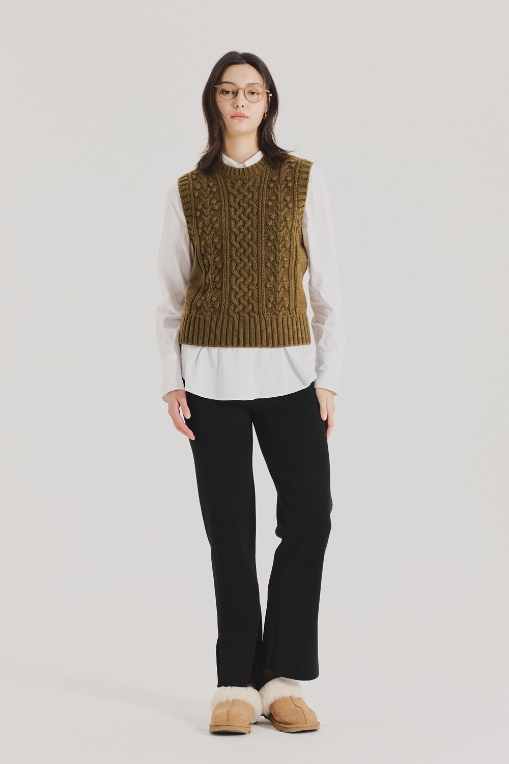 MUSINSA公式 | SNUGU ヘリテージバブルケーブルラウンドネックニット