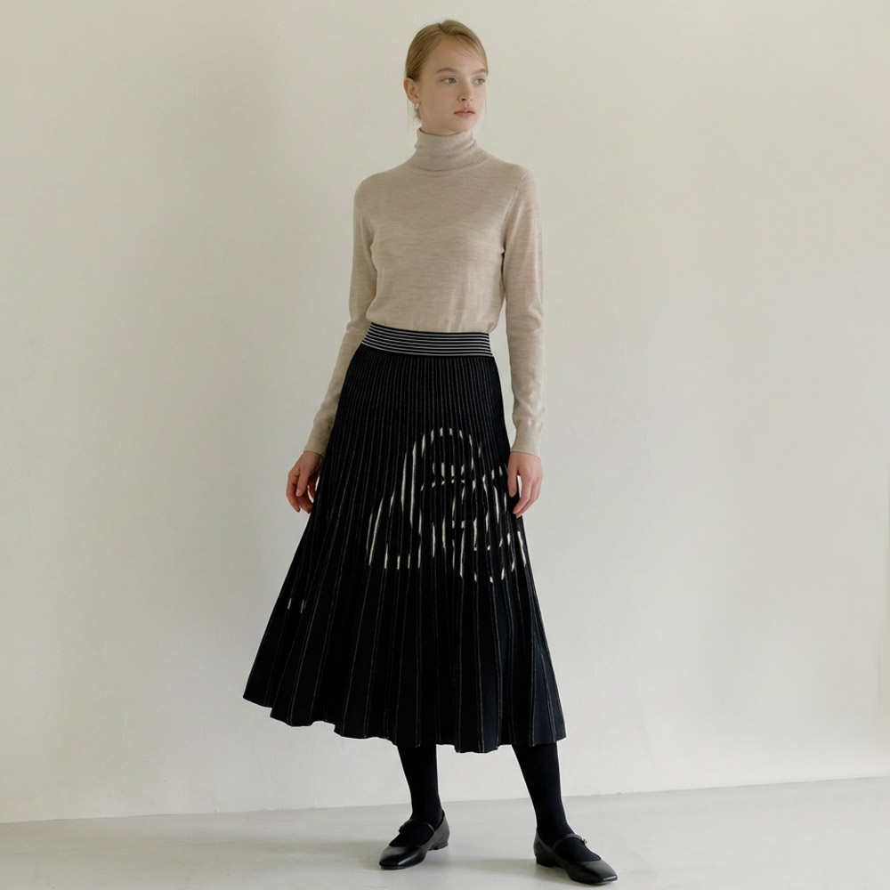 [더레노마] 그래픽 플리츠 니트스커트-CC32KS310