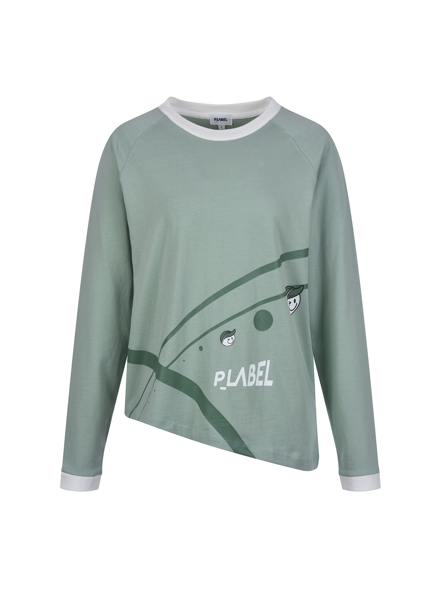 P_LABEL 언발 라운드넥 티셔츠 MW3SE022_KAK