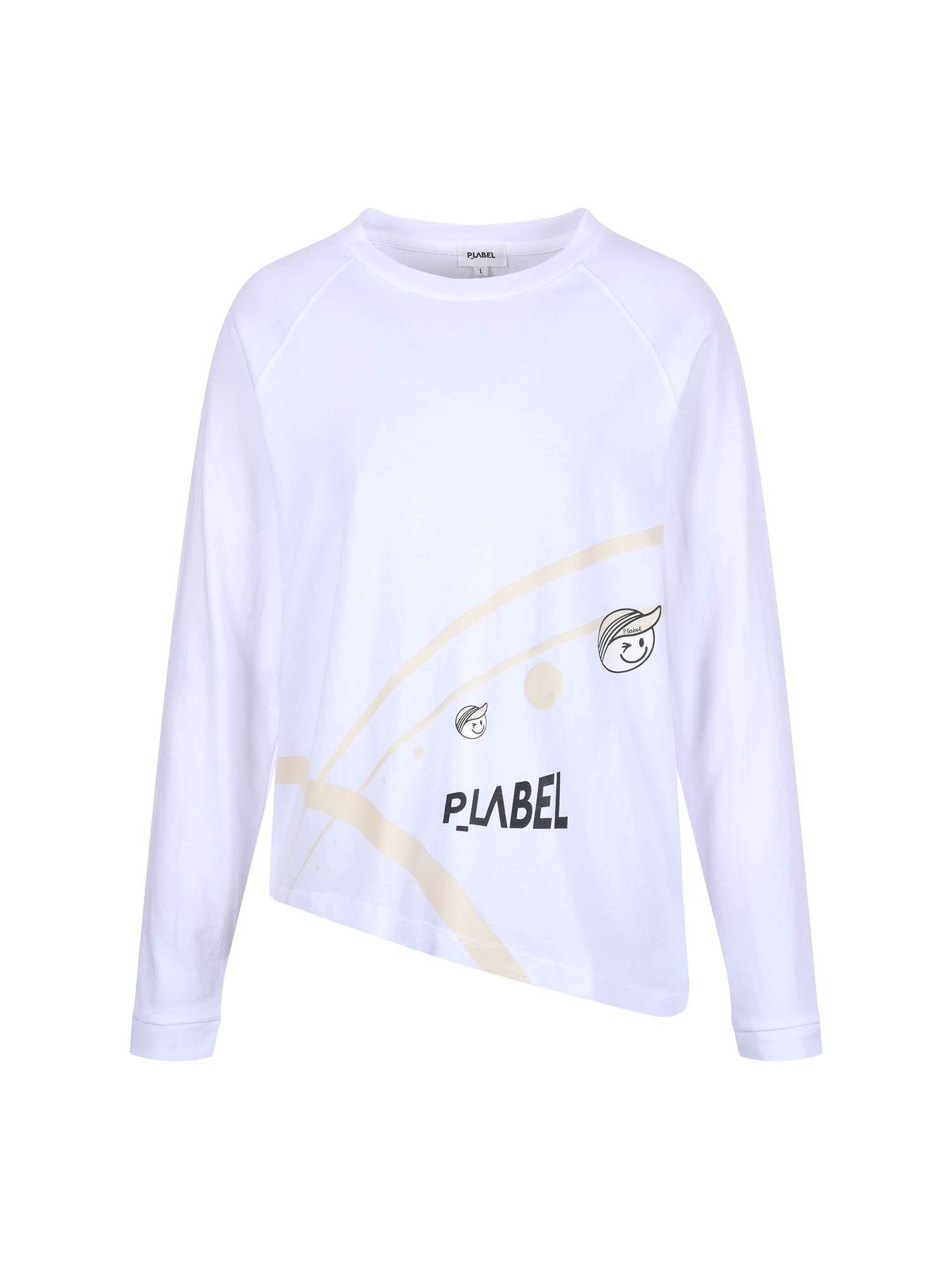 P_LABEL 언발 라운드넥 티셔츠 MW3SE022_WHT