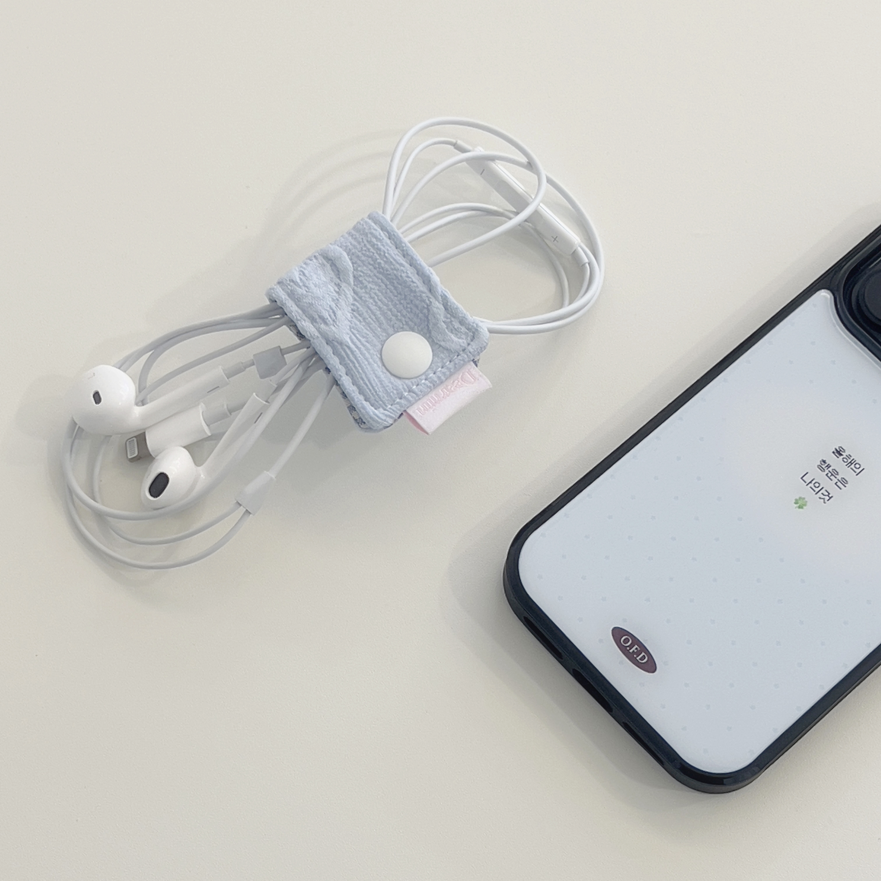 오브디어민 패브릭 이어폰 홀더 케이블 충전기 선 정리 줄감개