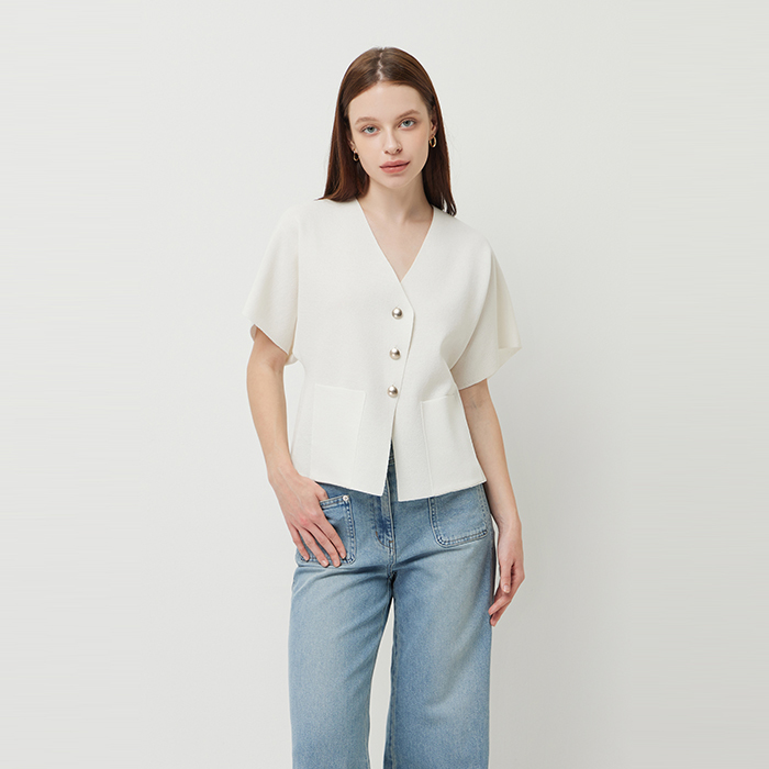 [시슬리]슬릿 반팔 니트 가디건_SAKC33531IV