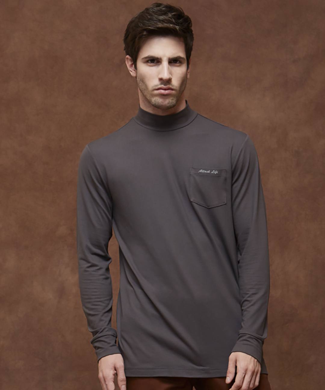 [그렉노먼] 남성 양기모 웜테크 하프넥 (그레이)_HMG18-TS302GY