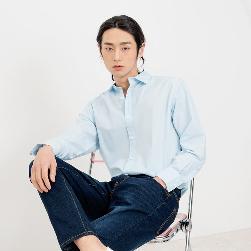 뉴메이드 / 봄 가을 기본 면 셔츠 남방 / 화이트 블루 블랙