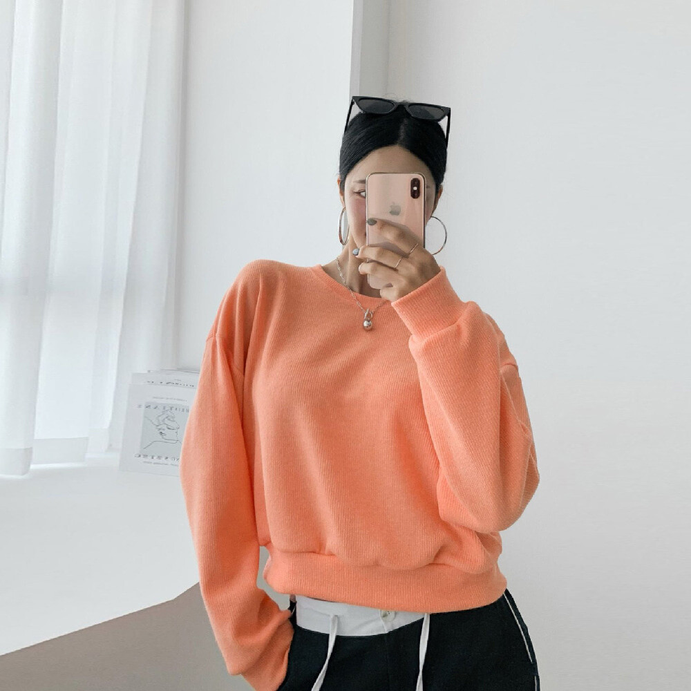 [러블리감성] 초가을 크롭 숏 비비드 니트티셔츠