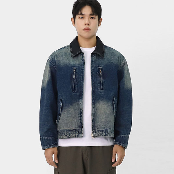 빌리버스 남성 가을 데님 자켓 워싱 유니크 청자켓 스트릿 점퍼 아우터 BWIS001