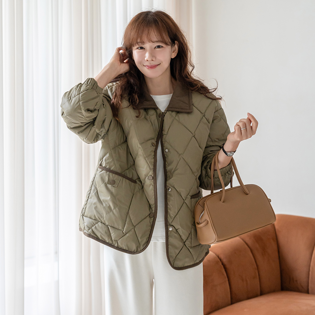 [신상베스트] [키첼] [빠른배송/한정특가] 제딘 카라 퀼팅 패딩 점퍼