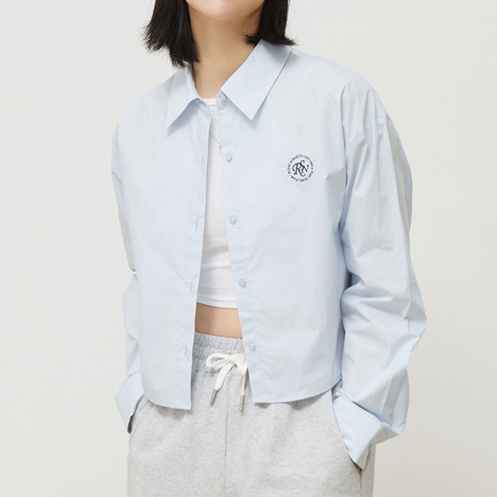 [스파오] 자수 파인 코튼 크롭 셔츠 (SPYWD23G02-T)