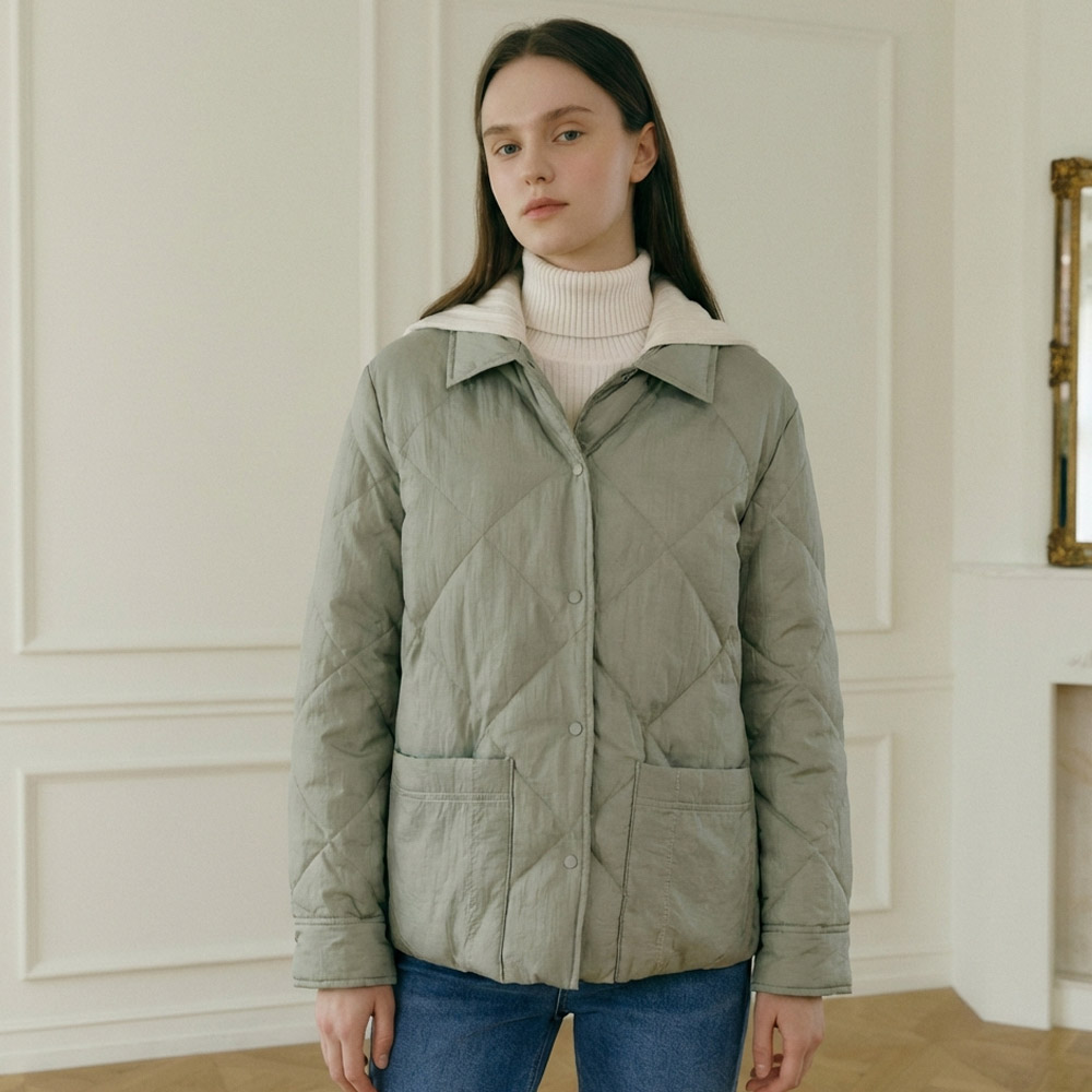 [더레노마] 니트 후드 덕다운 점퍼-CF11PJ810