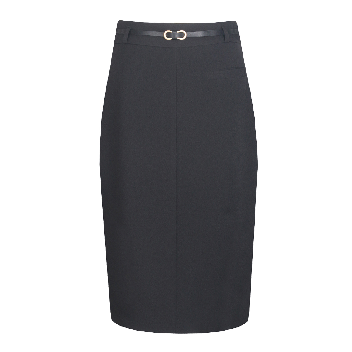 여성 슬림 벨티드 봄가을 정장 미디 스커트