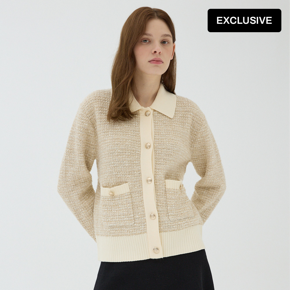 [더레노마] 26신상 트위드 카라 니트자켓-O7H4RKJK010