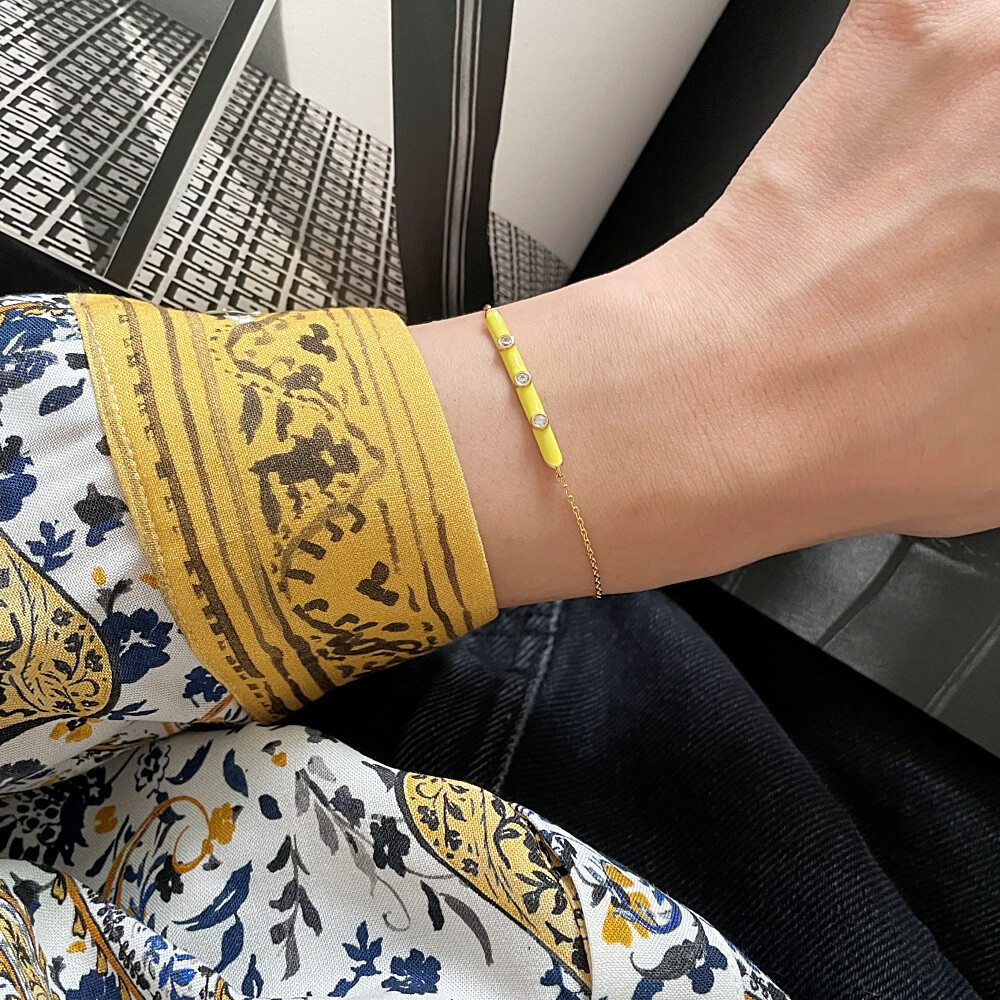 [베리영] 엘로우 컬러 에폭 큐빅 레이어드 팔찌