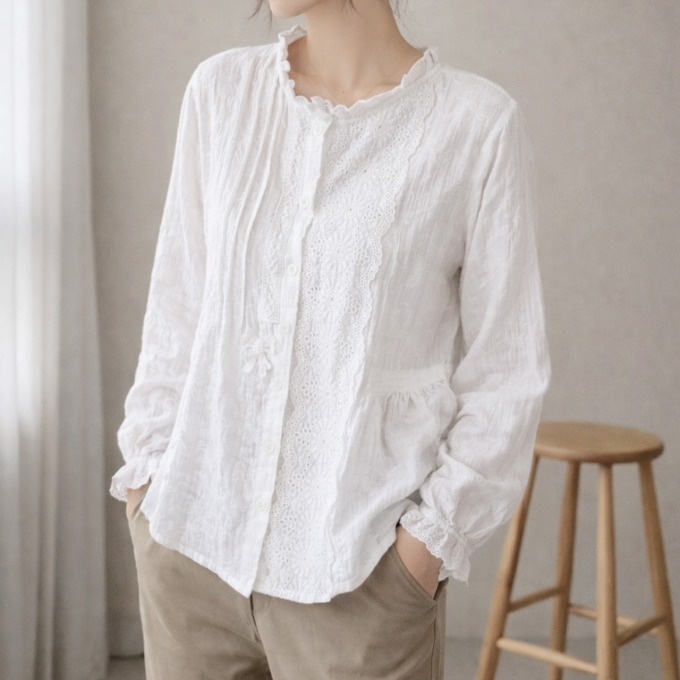 [디얼마미] 소이 프릴 블라우스 /마담 미시 중년 여성 빅사이즈 40대 50대