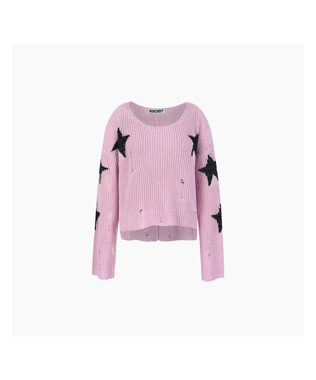[에고이스트] [CAPSULE LINE] 배색 별 패턴 백 슬릿 니트 풀오버 ES2KL360