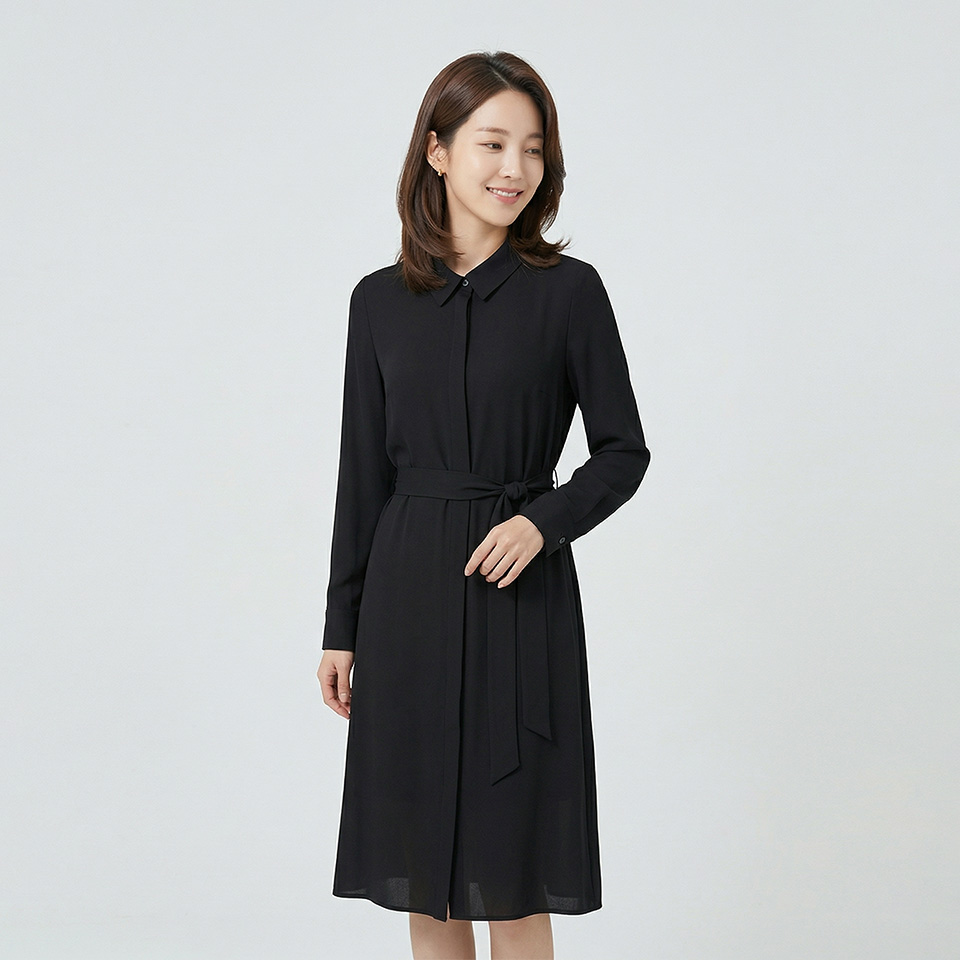 [꼼빠니아]셔츠형 쉬폰 원피스-CS23OB1102275B