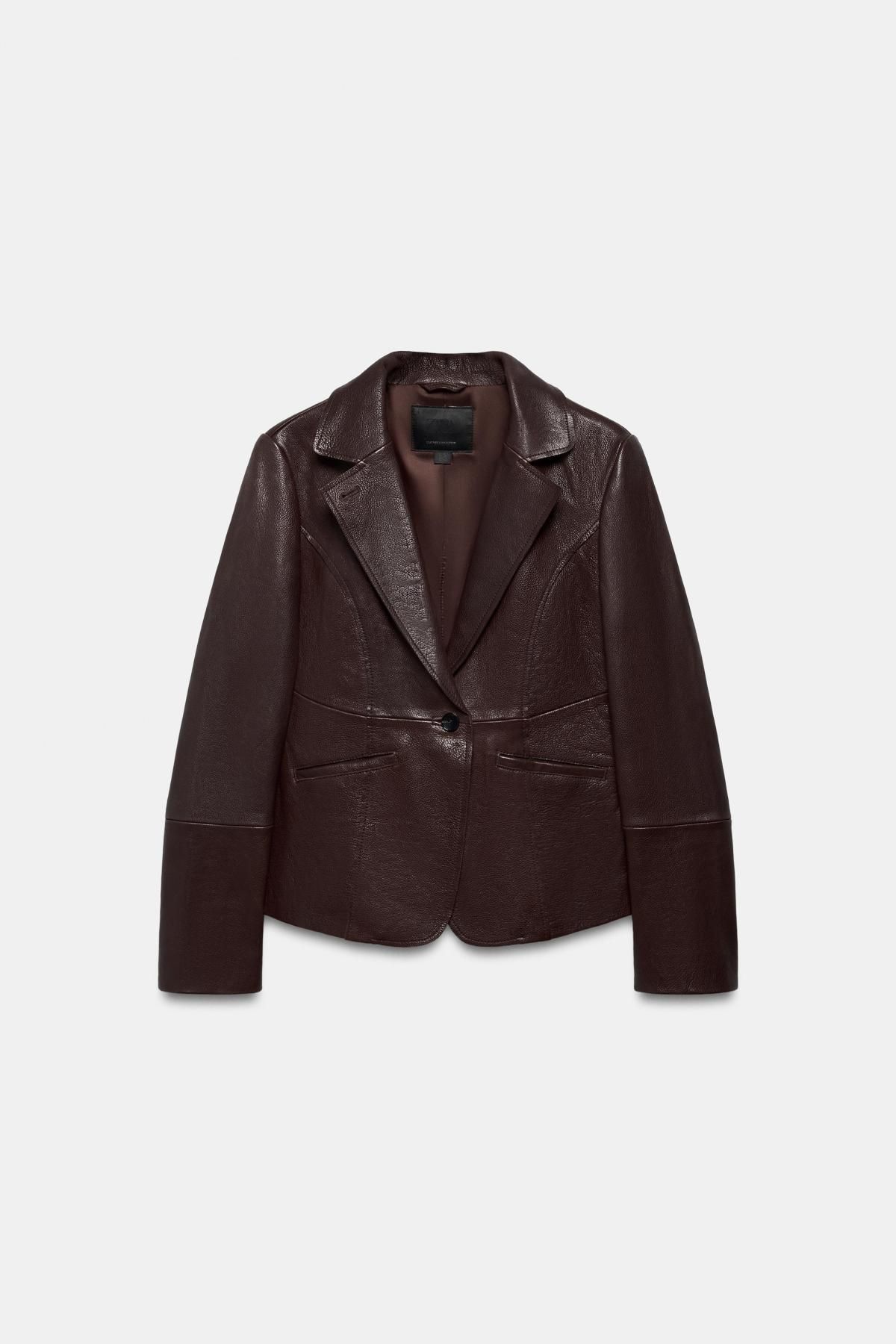자라 한정판 프리미엄 레더 테일러드 블레이저 5479/074/700 BROWN