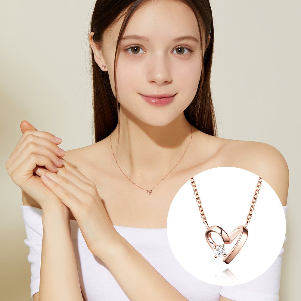 [스톤헨지] 14K 하트 큐빅 목걸이 SA24D37T