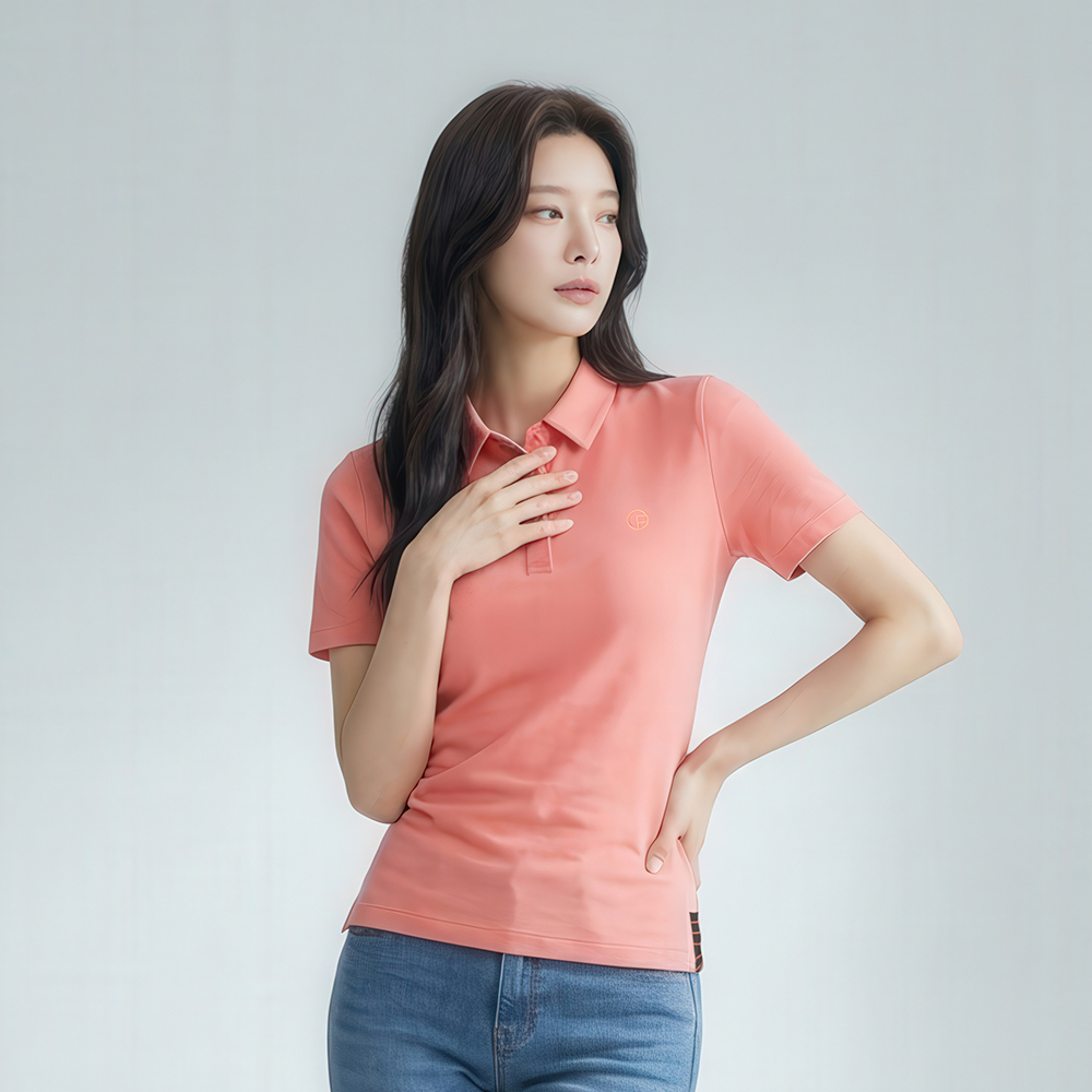 [PAT 여성] 뒷판 매쉬 배색 포인트 티셔츠_1I45105