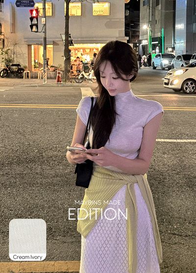 MAYBINS メイビンス ケル モックネック キャップスリーブ ニット 画像 1