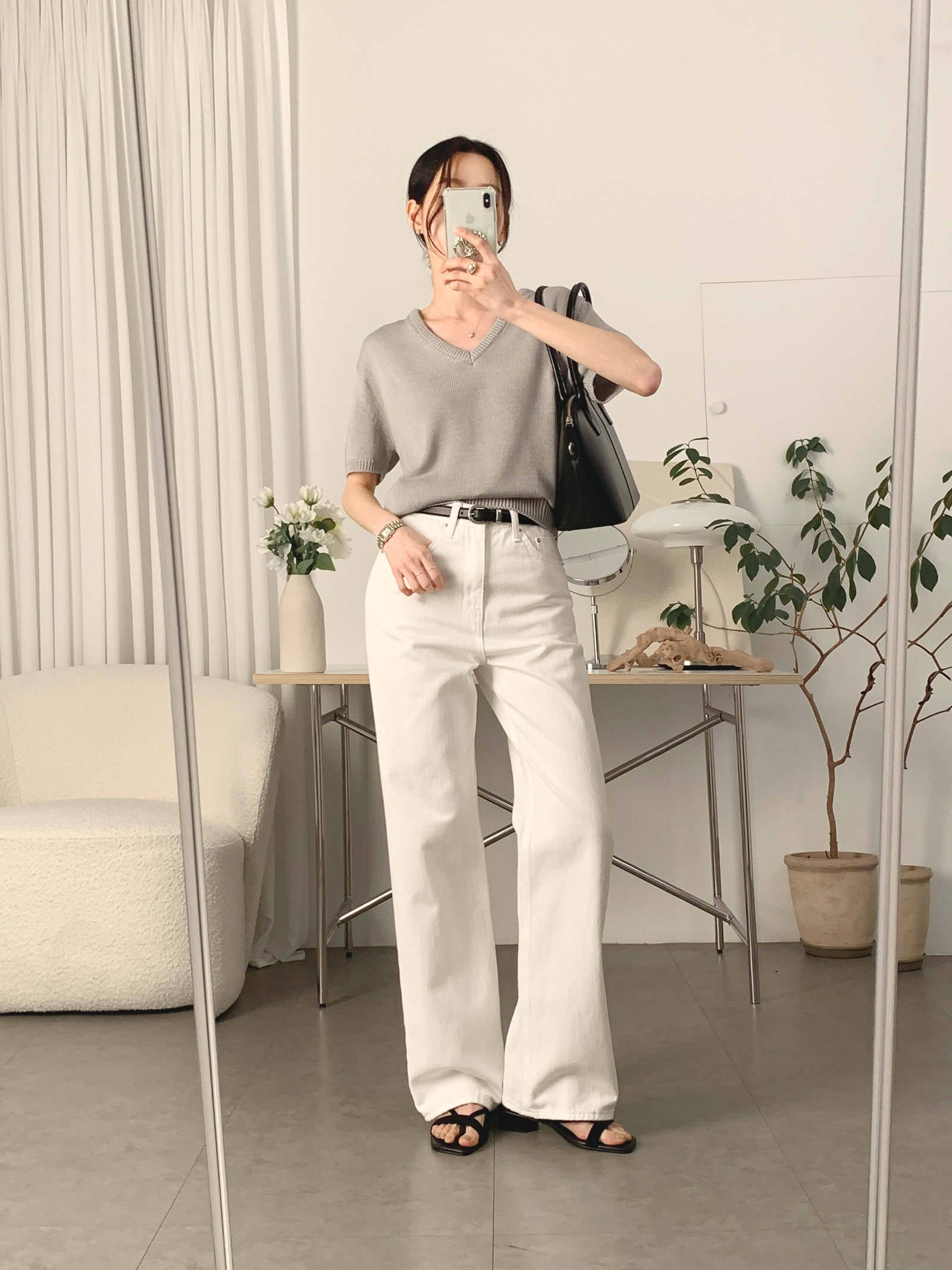WEAR-THOUGHT サセク ロデ V 夏用 半袖ニット (ミュートグレー) 画像 3