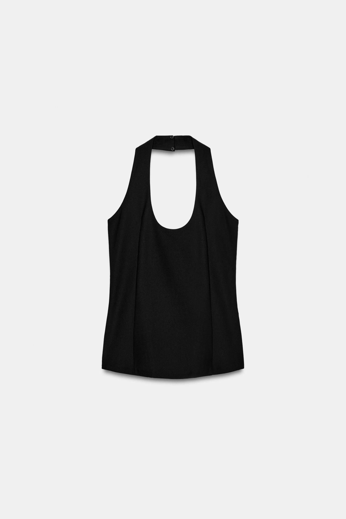 자라 크레이프 홀터넥 민소매 탑 3641/015/800 BLACK