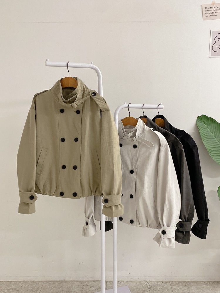 [허니제이] 에르밀 하이넥 버클 더블 포켓 트렌치 자켓(4color)