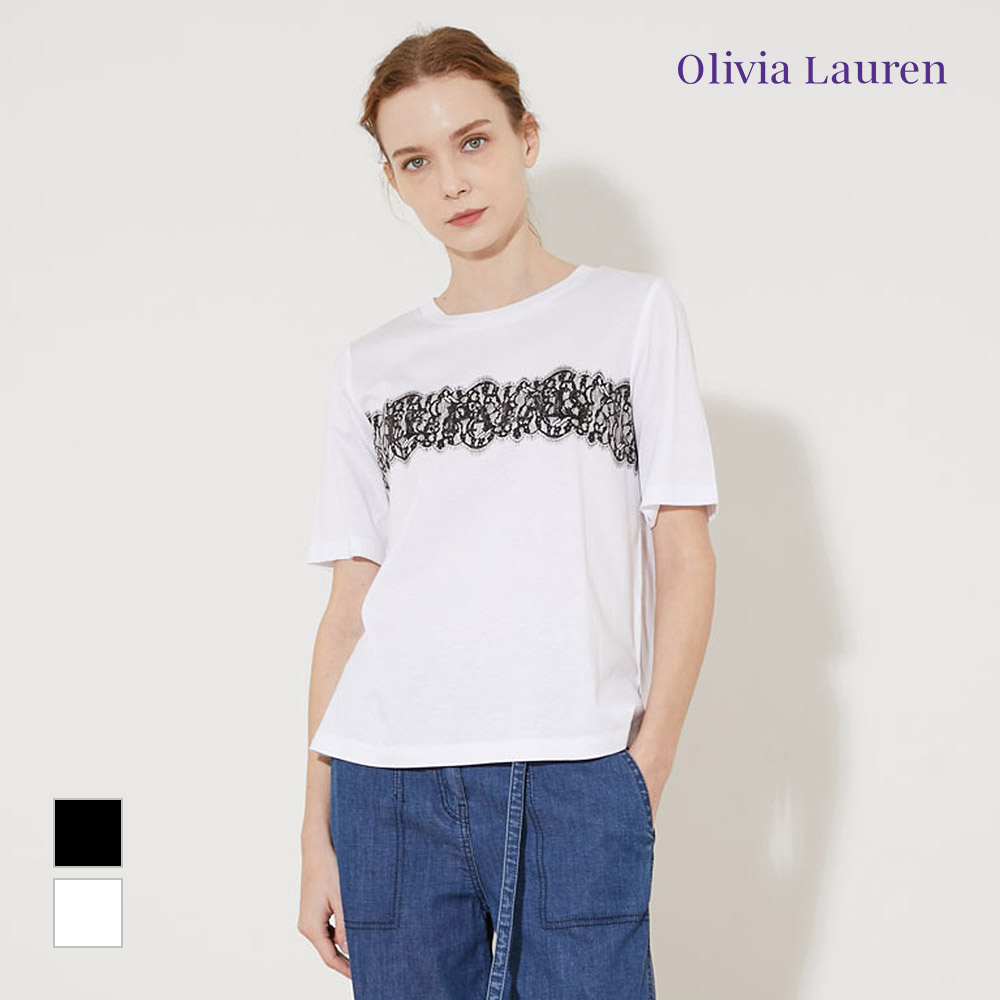 [올리비아로렌] 레이스 프린팅 티셔츠_VOCAS3M3231
