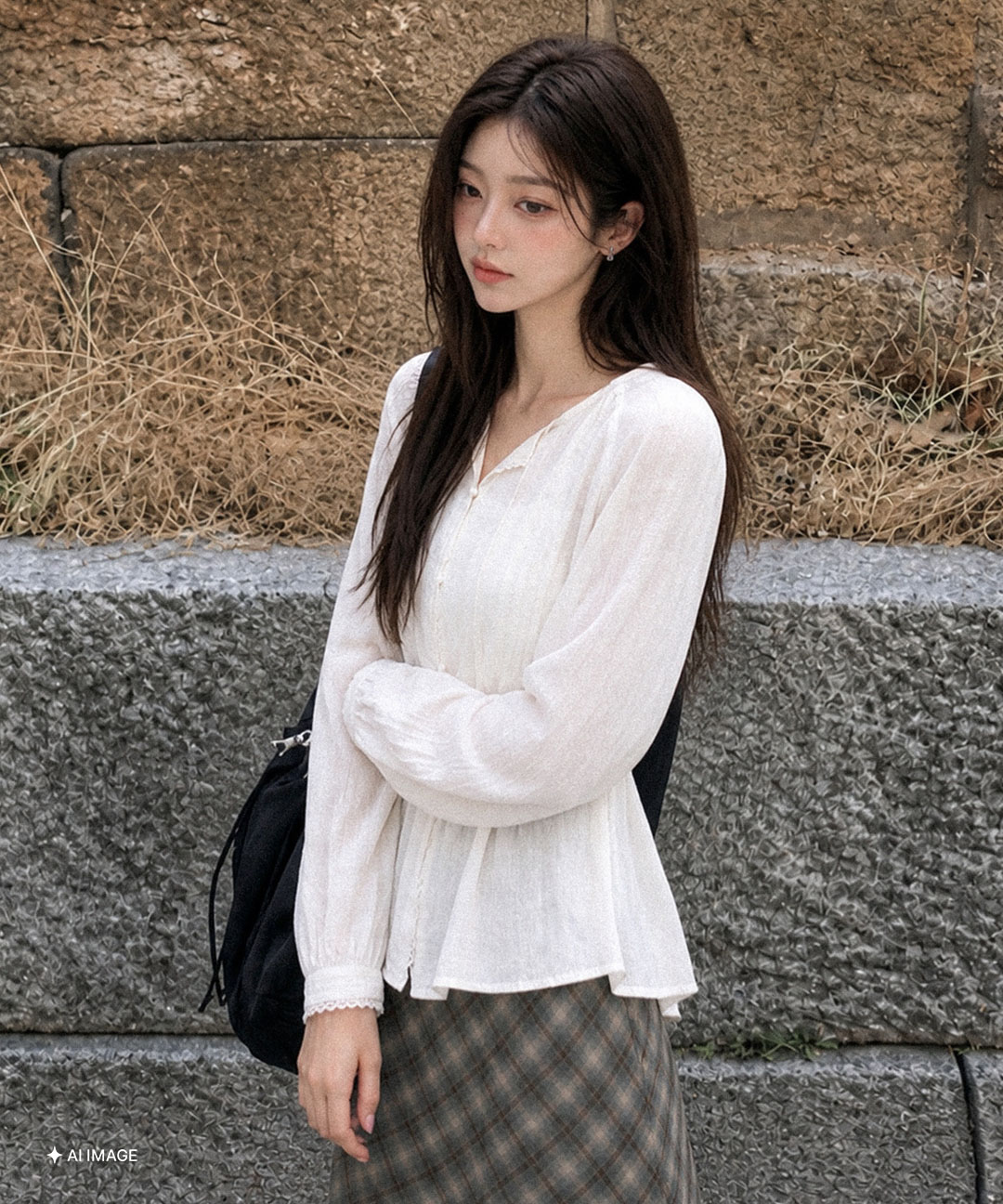 WOMAN 루즈핏 래글런 핀턱 블라우스 [3COL] / GF2LBL514