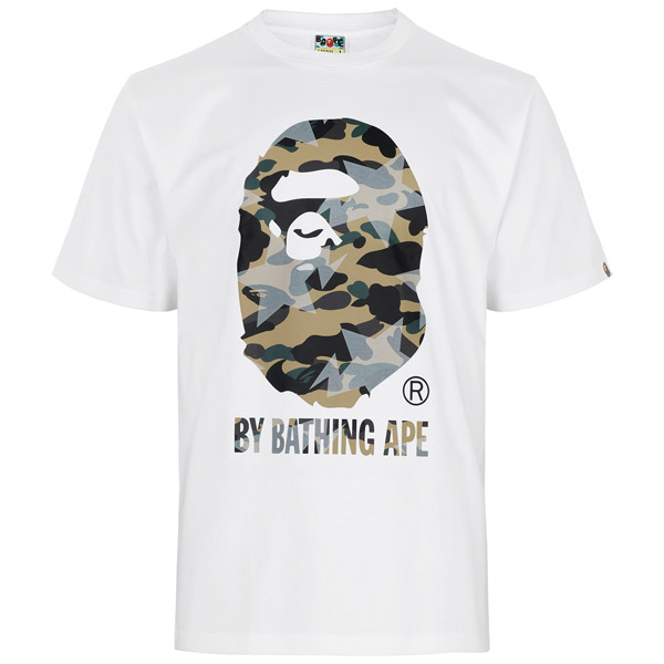 베이프 26SS 화이트 옐로우 에이프 헤드 카모플라쥬 티셔츠 001TEM301023M WHITE YELLOW